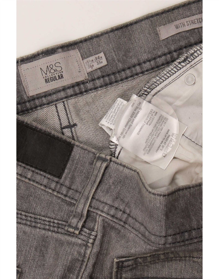 Marks & Spencer Vaqueros rectos regulares para mujer W36 L33 Algodón gris
