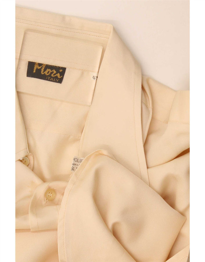 Camisa Vintage Hombre Talla 43 Poliéster Beige Grande