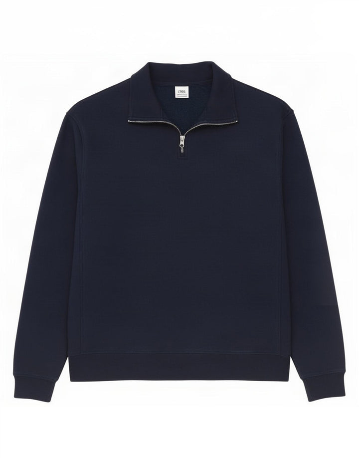Zara Hombre Sudadera Con Cuello Y Cremallera Jumper Medium Azul Marino Poliéster