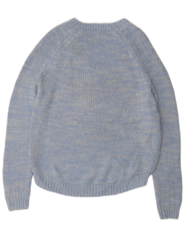 Marks & Spencer Suéter con Cuello Barco Gráfico para Mujer UK 10 Small Blue