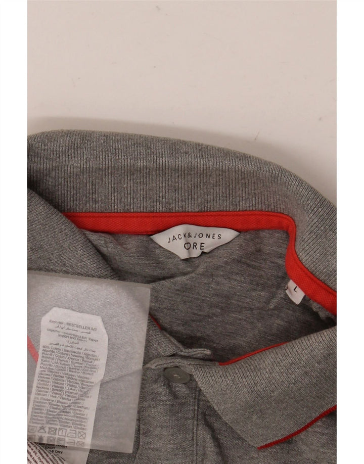 JACK & JONES Polo para hombre de algodón gris grande