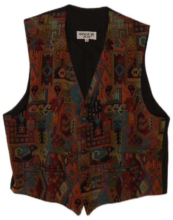 Chaleco vintage para hombre IT 52 Grande multicolor geométrico viscosa azteca