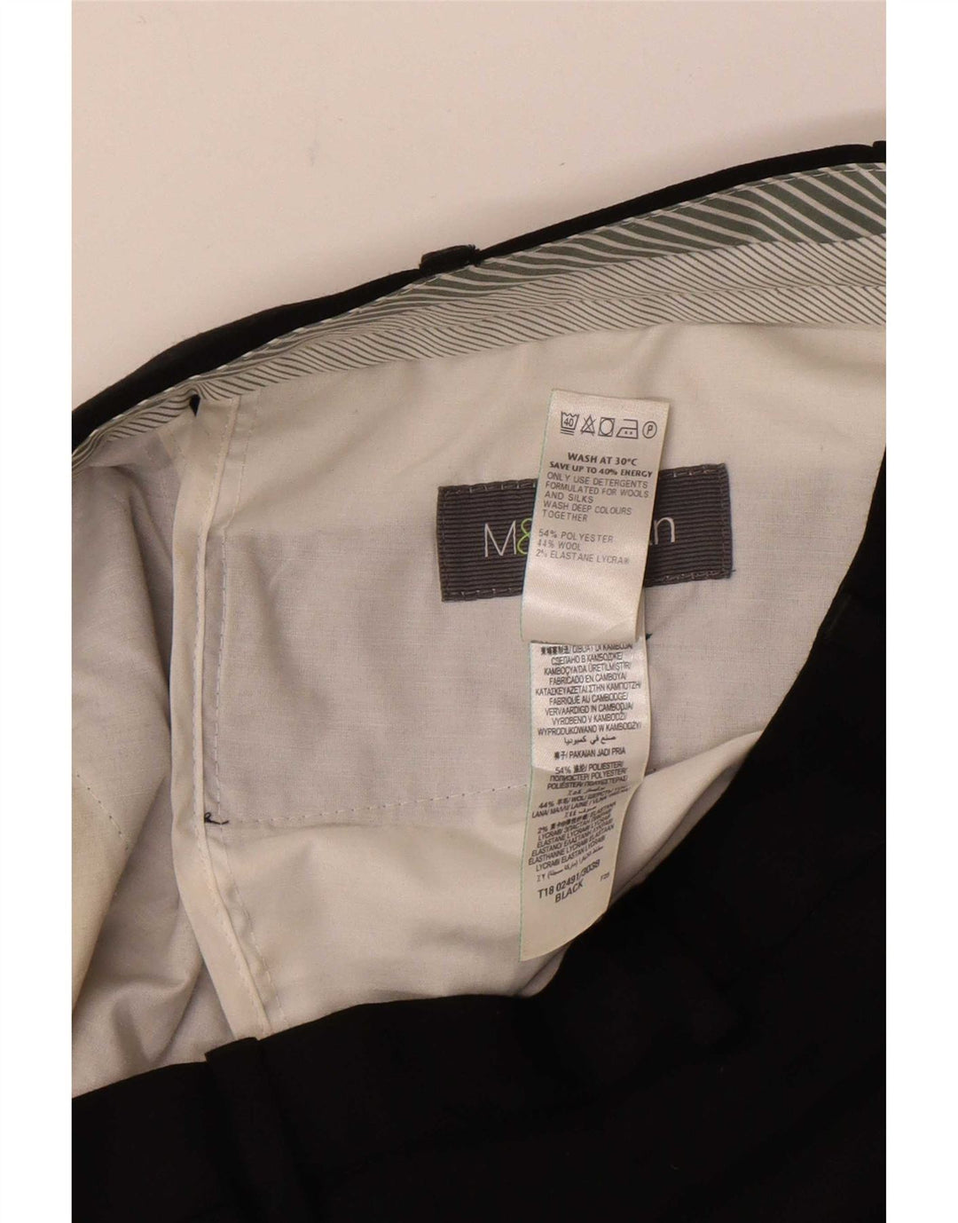 Marks & Spencer Pantalón de traje recto para hombre W32 L31 Poliéster negro