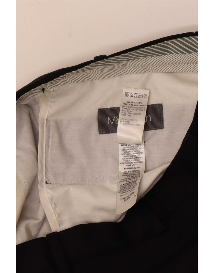 Marks & Spencer Pantalón de traje recto para hombre W32 L31 Poliéster negro