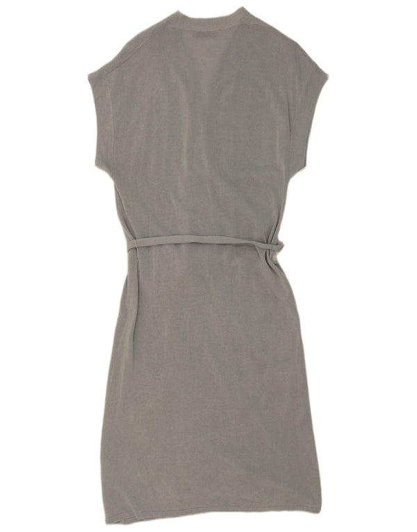 Zara Mujer Vestido Cruzado De Manga Corta ES 40 Pequeño Acrílico Gris