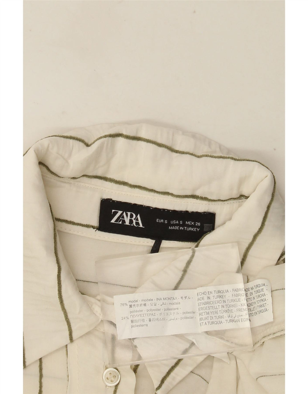 ZARA Camisa Extragrande Mujer UK 10 Small Modal Rayas Blancas