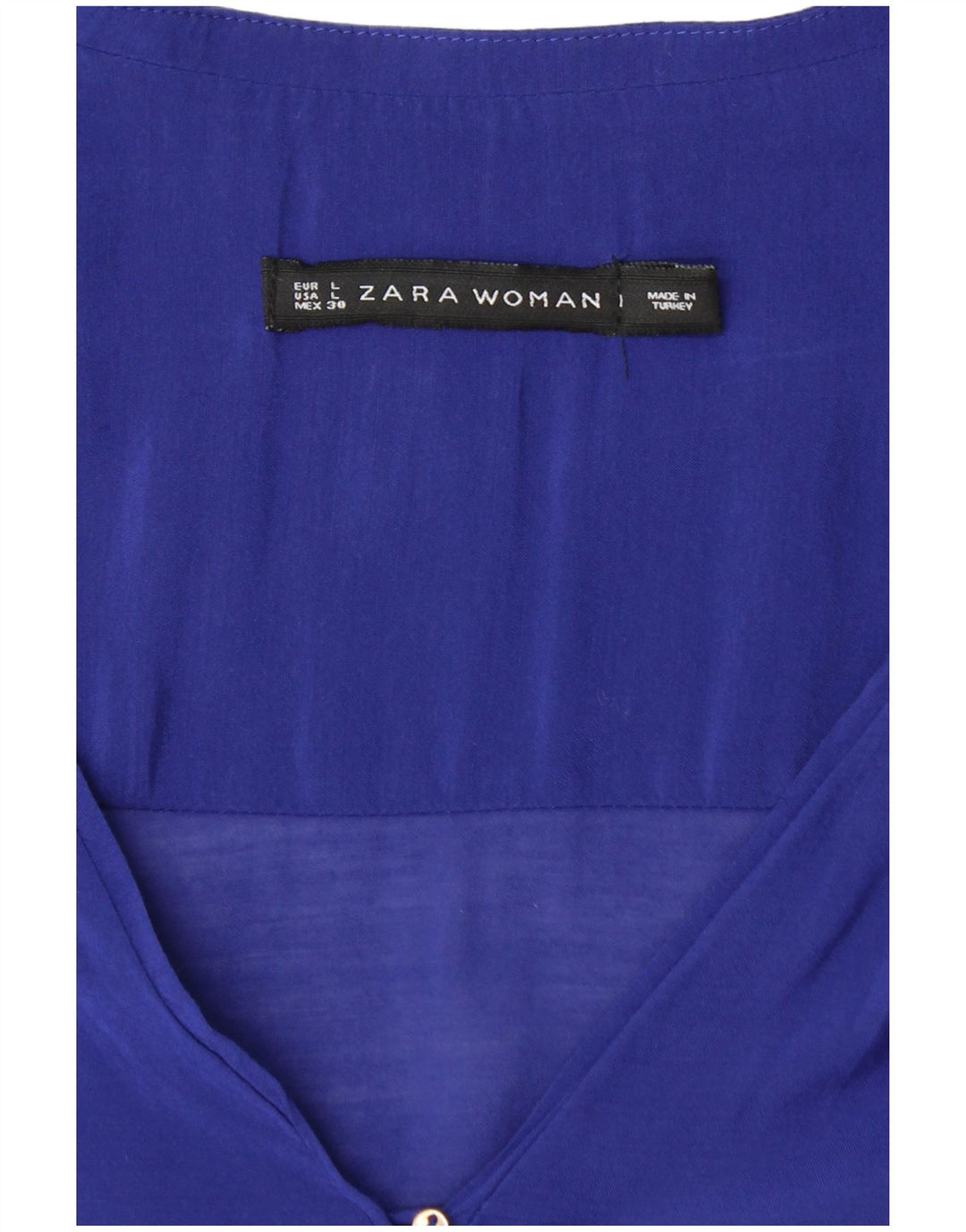 ZARA Womens Long Sleeve Blouse Top UK 14 Large Blue Viscose