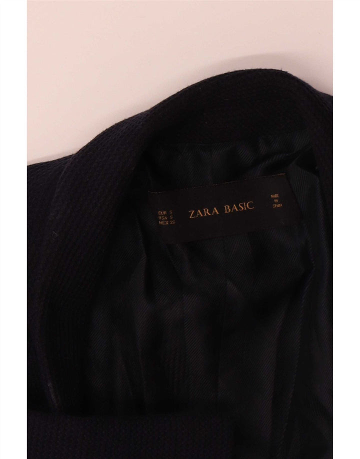 Zara Chaqueta tipo blazer abierta de manga 3/4 extragrande para mujer UK 10 Small Azul marino