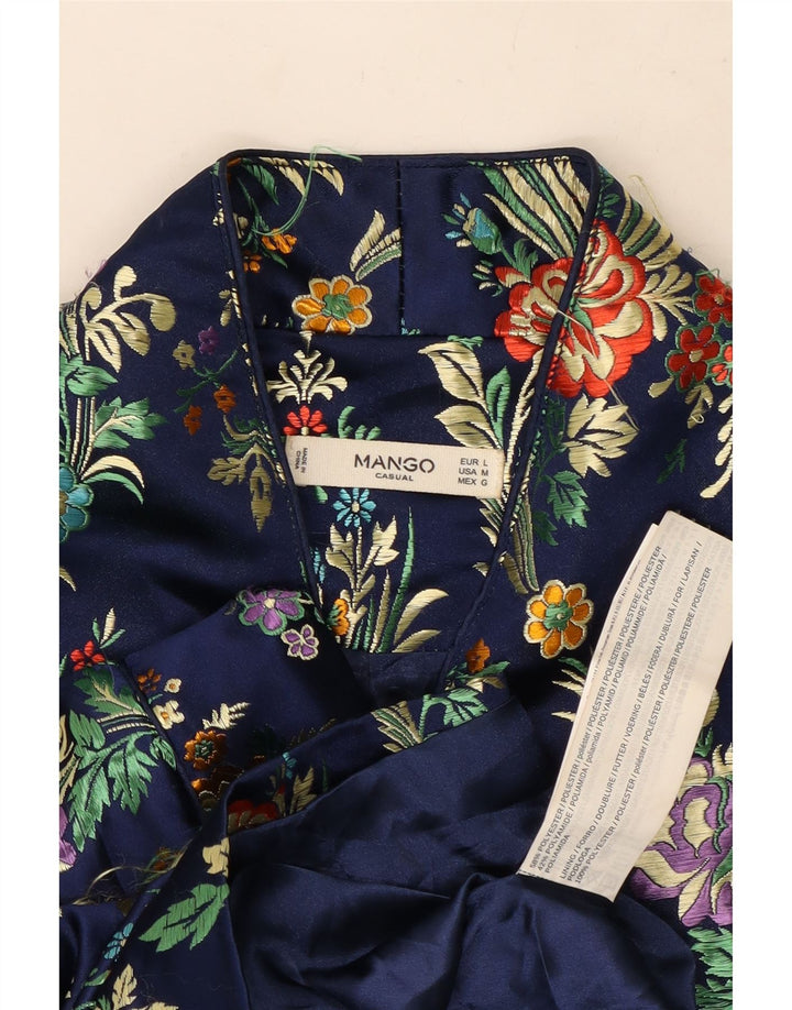 Mango Chaqueta tipo blazer de 3 botones para mujer UK 46 Poliéster floral azul grande