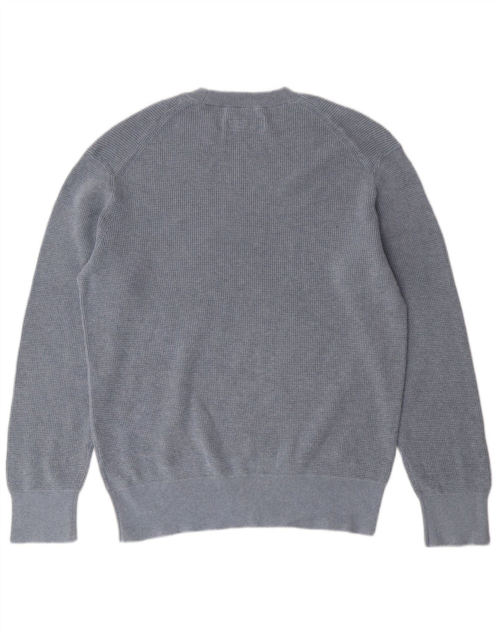 ALL SAINTS Jersey de cuello redondo para hombre de algodón azul medio
