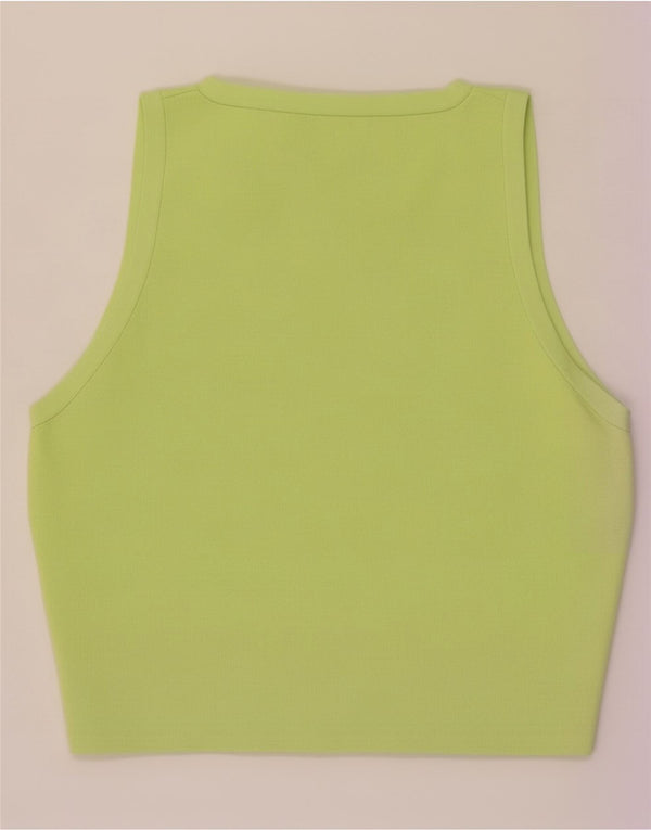 Zara Mujer Crop Vest Top UK 44 Viscosa Verde Grande