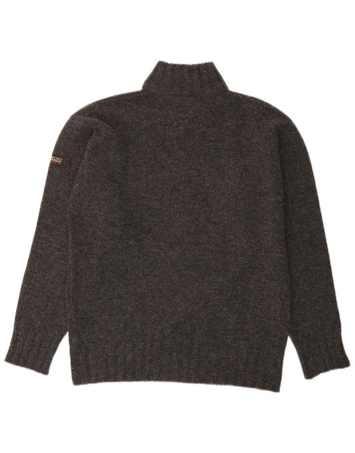 Napapijri Hombre Geographic Zip Neck Jumper Sweater Small Gris Lana