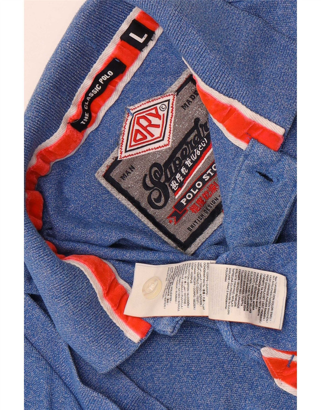 Superdry Polo para hombre, talla grande, algodón azul clásico
