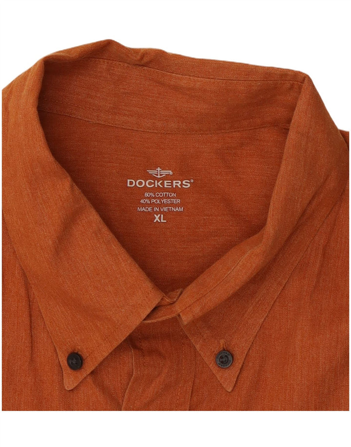DOCKERS Camisa Hombre XL Naranja Algodón