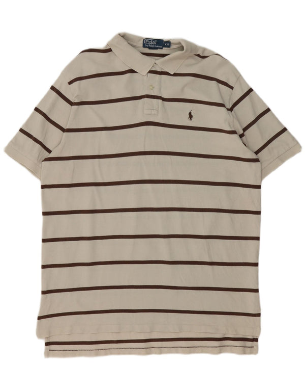 Polo Ralph Lauren Mens Shirt 2XL Beige Striped Cotton