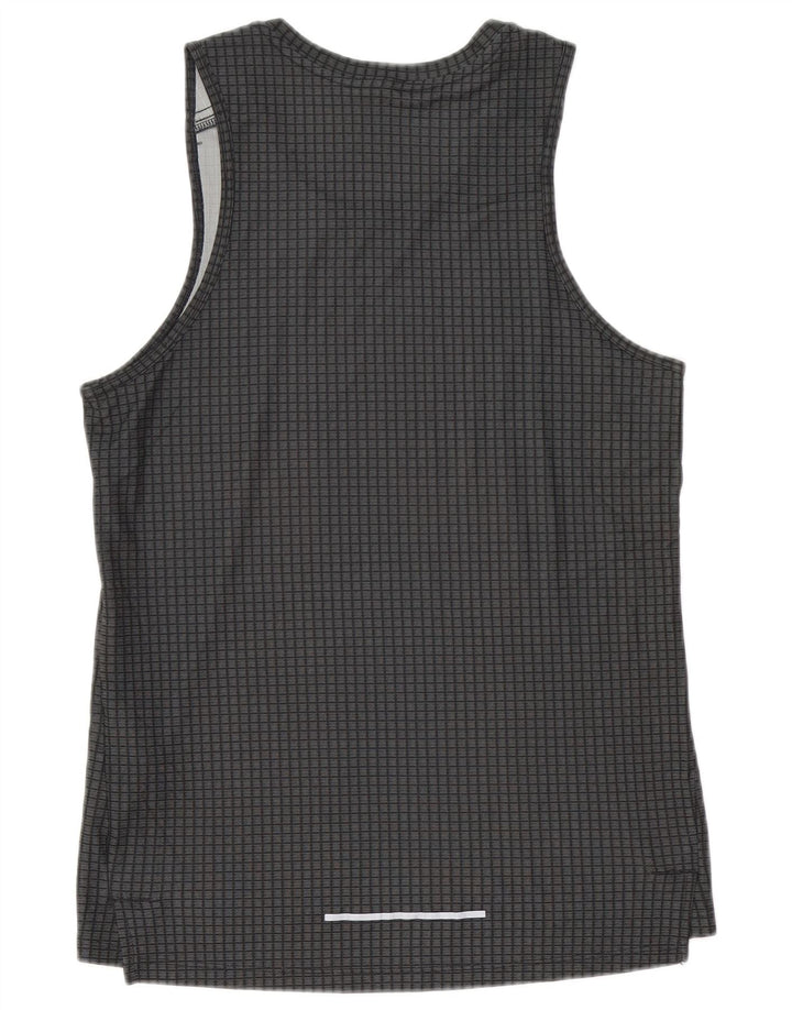 Nike - Camiseta sin mangas Dri Fit para hombre, poliéster, cuadros grises pequeños