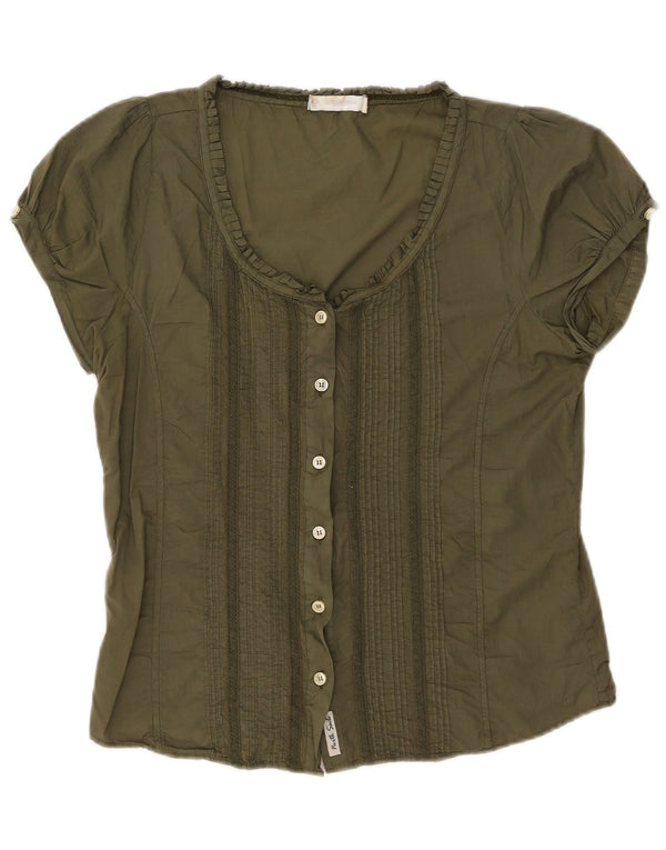 North Sails Blusa de manga corta para mujer UK 44 Algodón caqui mediano