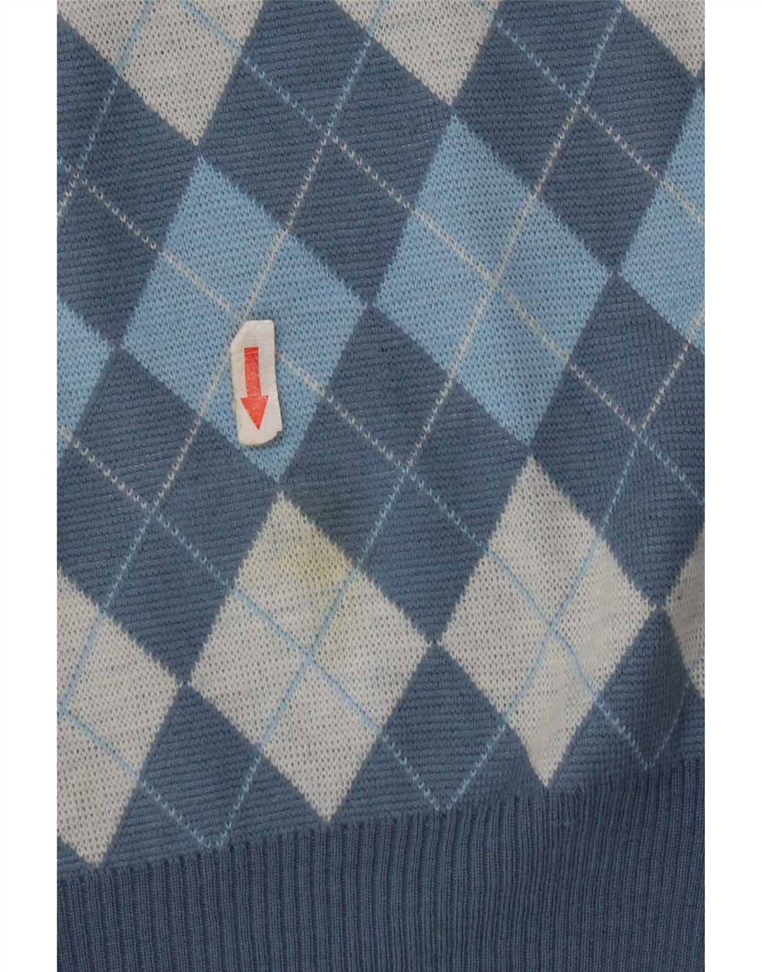 Vintage hombres chaleco tanque top azul medio Argyle/lana de diamante
