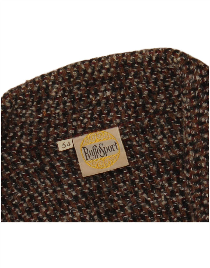 VINTAGE Suéter cárdigan para hombre IT 54 XL Marrón moteado