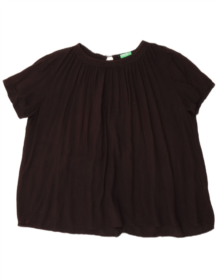 Benetton Blusa Extragrande Mujer UK 46 Large Viscosa Negra