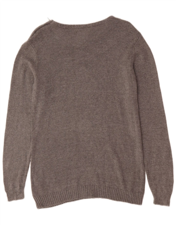 Guess Jersey con cuello barco para hombre, talla pequeña, algodón gris