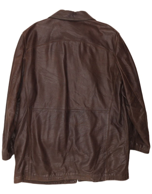 Abrigo de cuero para hombre Stewart UK 44 2XL Cuero marrón