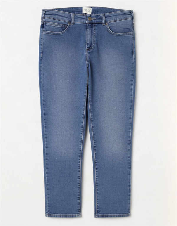 White Stuff Vaqueros Rectos Cortos para Mujer UK 10 Small W28 L24 Algodón Azul