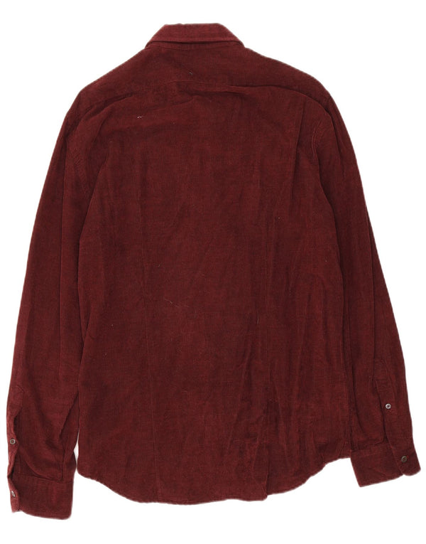 Camisa de pana para hombre Jigsaw Algodón burdeos medio