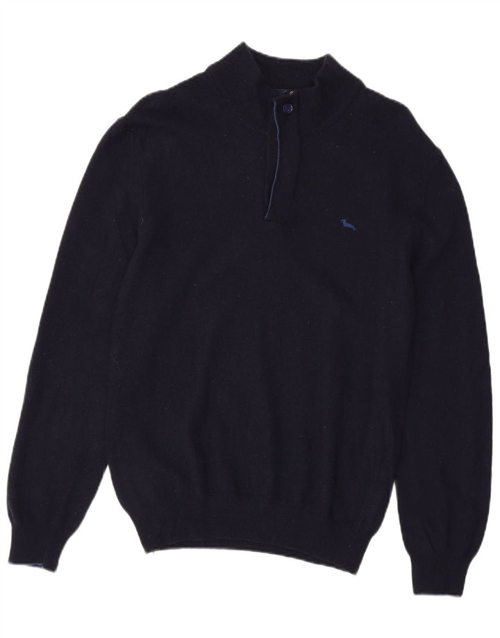 Harmont & Blaine Suéter tipo jersey con cuello y cremallera para mujer Reino Unido 12 Lana azul marino mediana