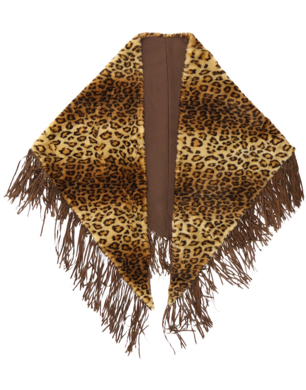 Vintage mujer piel sintética chal talla única beige animal print