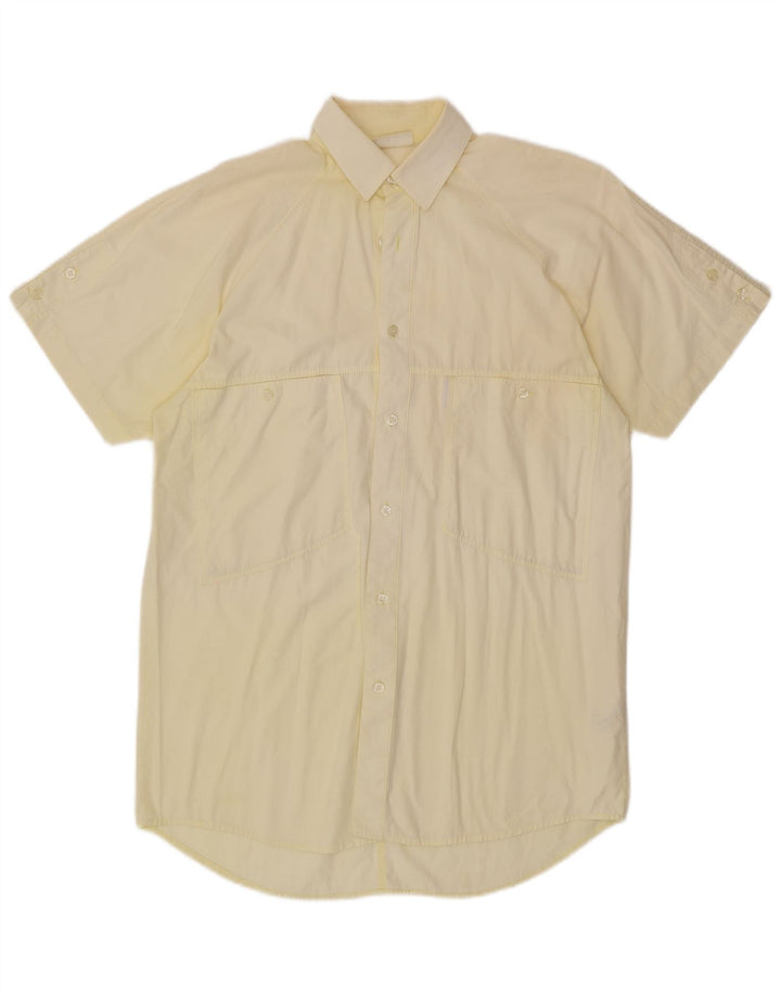 ADIDAS Camisa de manga corta para hombre Talla 14 1/2 Pequeña Algodón amarillo