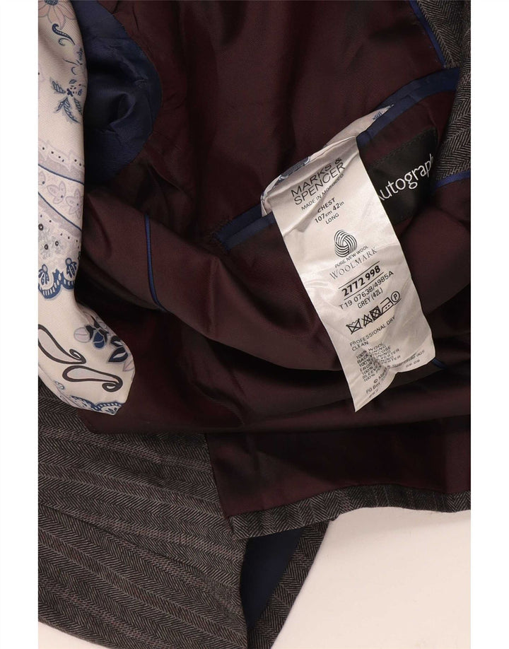 Marks & Spencer Chaqueta tipo blazer autógrafo para hombre UK 42 Large Grey Herringbone