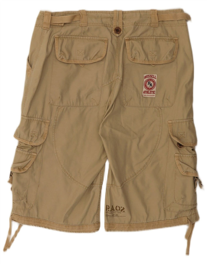 Russell Athletic - Pantalones cortos tipo cargo para hombre, talla grande, W34, algodón beige