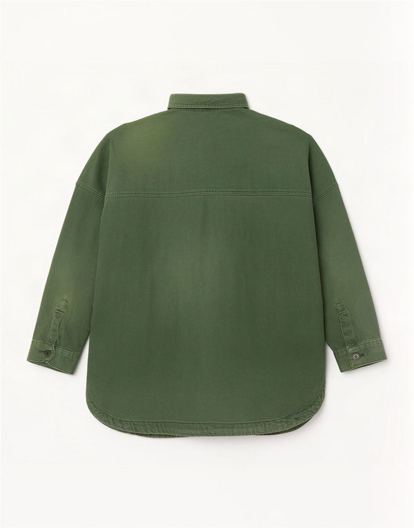 Zara Mujer Vestido Camisero Vaquero Extragrande UK 10 Small Algodón Verde