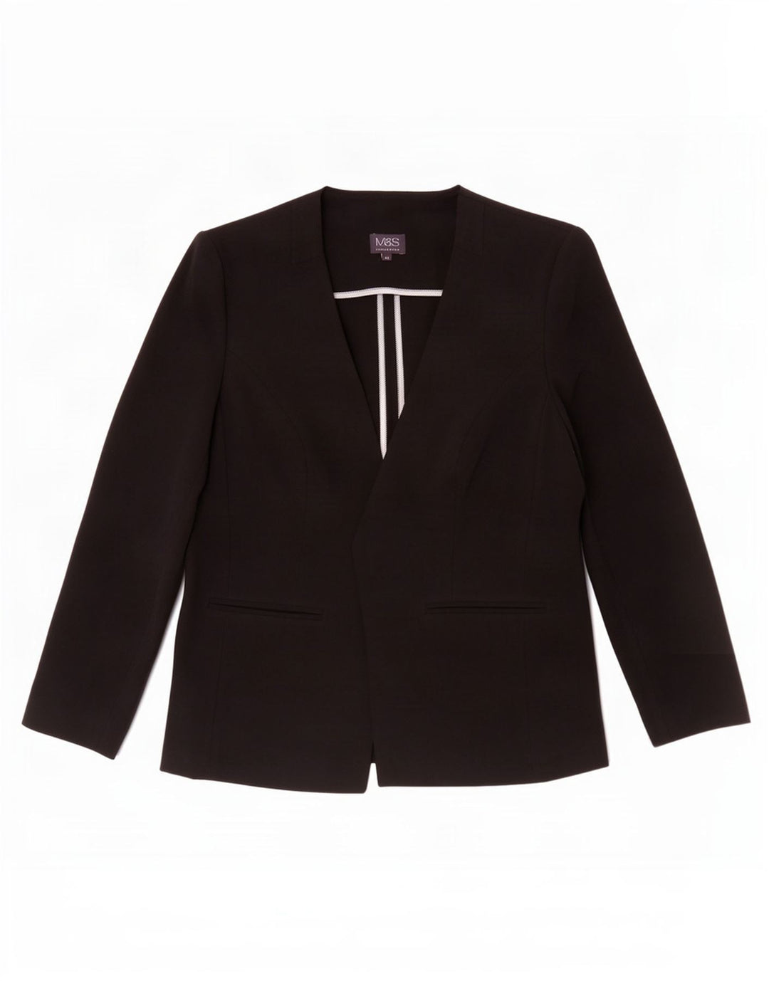 Marks & Spencer Chaqueta tipo blazer abierta para mujer UK 40 Mediana Poliéster negro