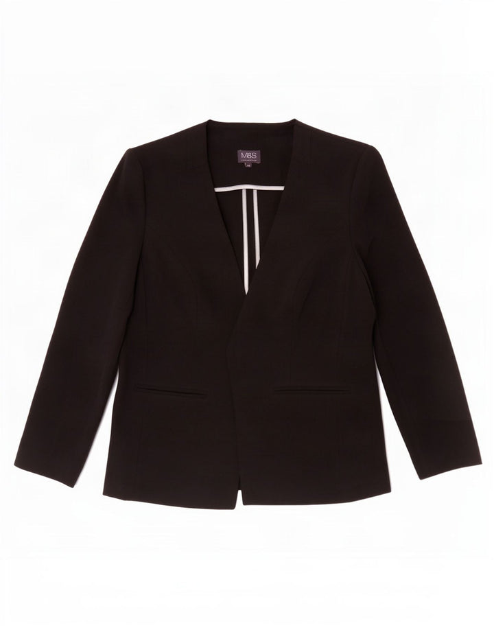 Marks & Spencer Chaqueta tipo blazer abierta para mujer UK 40 Mediana Poliéster negro