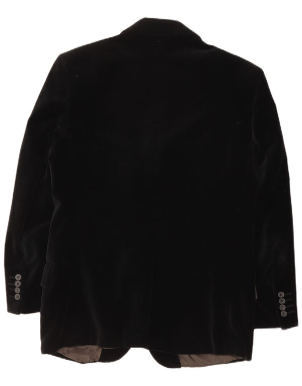 Vintage hombres 3 botones terciopelo Blazer chaqueta Reino Unido 38 medio negro