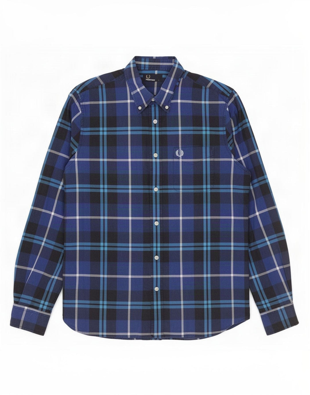 Camisa Fred Perry Hombre Grande A Cuadros Azules De Algodón