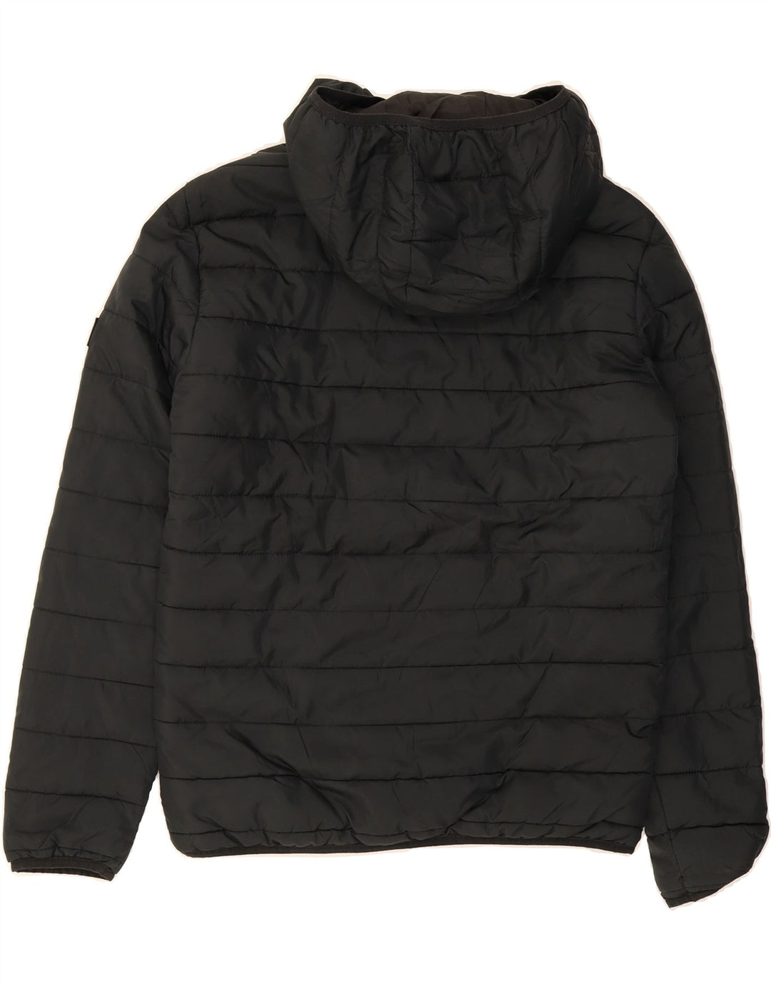 JACK & JONES Mens Hooded Padded Jacket UK 38 Medium Black Polyester Vintage Jack & Jones and Second-Hand Jack & Jones from Messina Hembry 