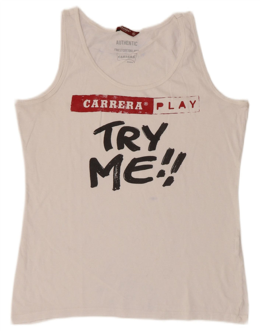 CARRERA Camiseta sin mangas gráfica para mujer UK 12 Medium White