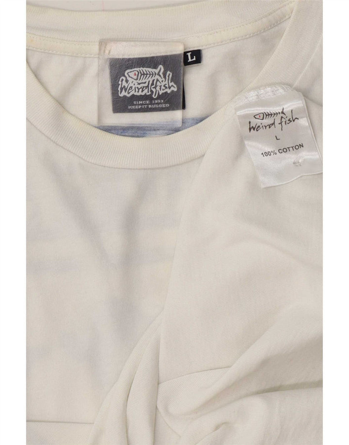 Weird Fish Camiseta gráfica para hombre Top grande de algodón blanco