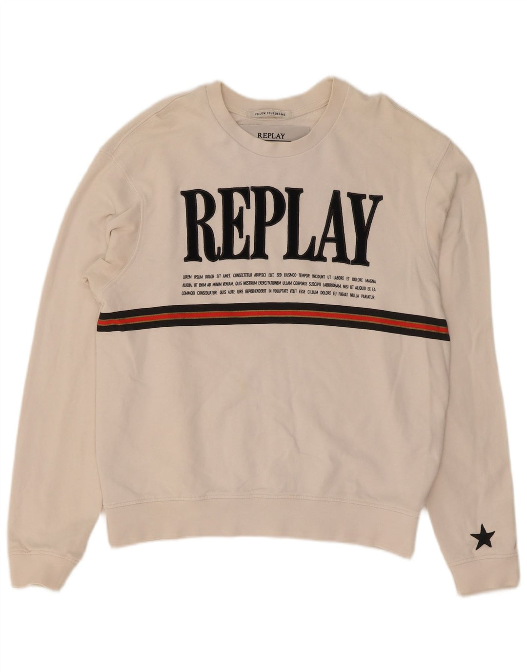 Replay Sudadera gráfica para mujer Jumper UK 44 Algodón blanco mediano