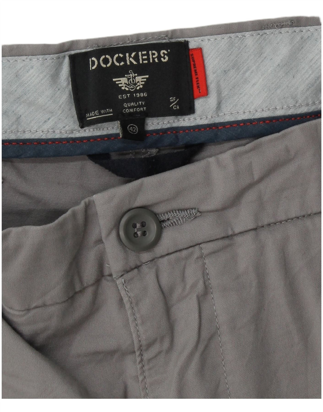 DOCKERS Pantalones cortos chinos para hombre W42 2XL Algodón gris