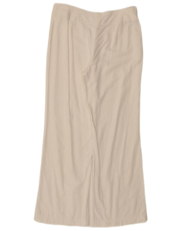 Marks & Spencer Pantalones casuales de pierna ancha para mujer UK 12 Medium W30 L27 Blanco