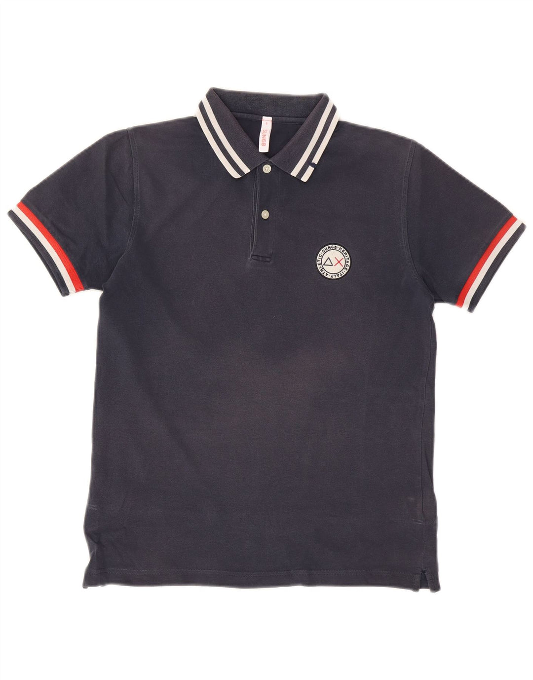Polo Sun68 para hombre de algodón a rayas azul marino pequeño