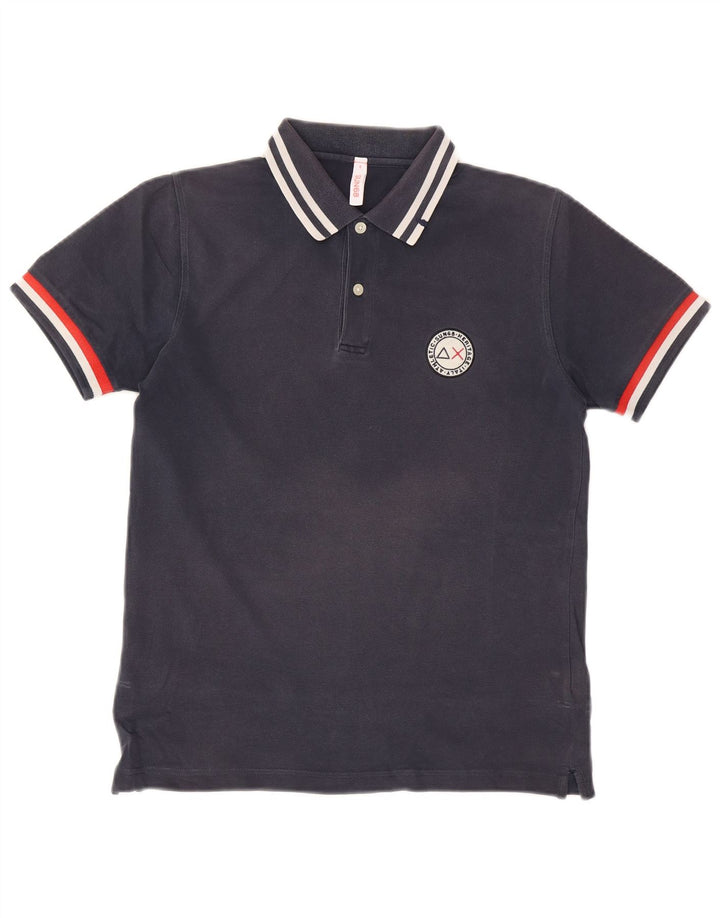 Polo Sun68 para hombre de algodón a rayas azul marino pequeño