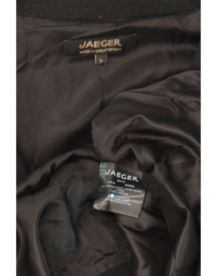 Jaeger Abrigo abierto para mujer UK 46 Grande Lana negra