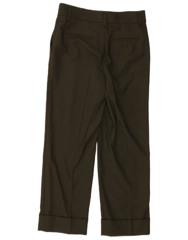 Massimo Dutti Pantalón Traje Recto Mujer EU 38 Small W28 L27 Lana Caqui