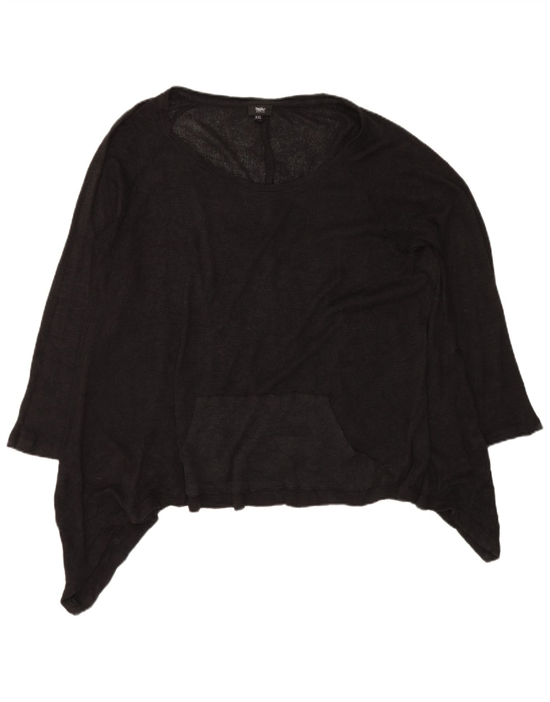 Massimo Dutti Top Túnica Asimétrico Transparente para Mujer UK 20 2XL Rayón Negro