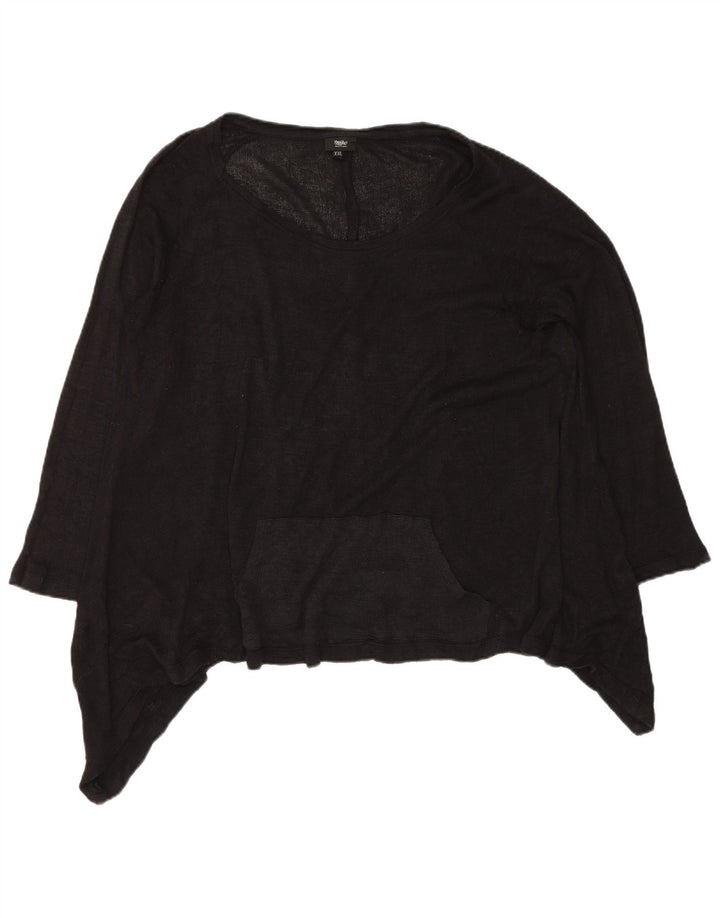 Massimo Dutti Top Túnica Asimétrico Transparente para Mujer UK 20 2XL Rayón Negro